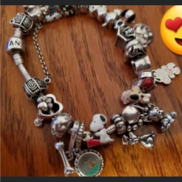 Snoopy barcelet. Pandora chatms camomilia & pandora. Bracelet 18 cms.lovers pets - Picture 10 of 10